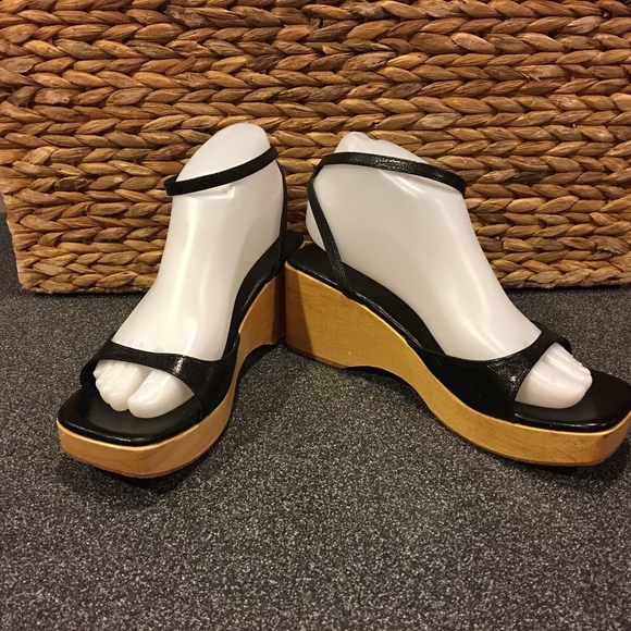 J. Crew Shoes - J. Crew Black Wood Sole Platform Sandals